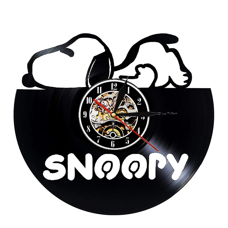 Snoopy виниловые настенные часы современный дизайн милый мультфильм 3D наклейки винтажные виниловые часы дети спальня стены домашние декоративные часы