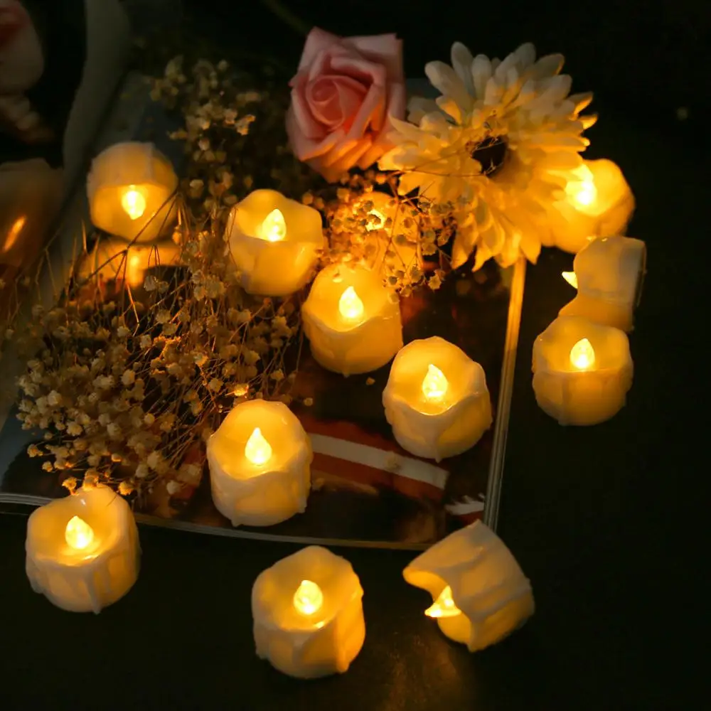 

New 12Pcs 24Pcs LED Flameless Tealight Candles Remote Control Flickering Battery Powered For Home New Year Festival Decoration