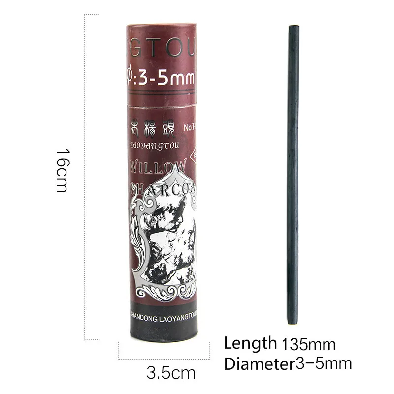 3-5mm 1 box Уголь, брусок хлопок ива баров тонкий эскиз карандаши для рисования специальный уголь стержень китайская живопись канцелярские творческие принадлежности - Характеристики: 3-5mm 1 box