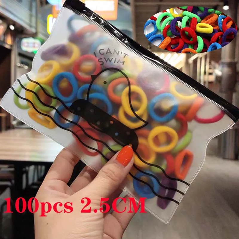 23 50/100 шт./компл. нарисованной длинноволосой девочкой аксессуары цветные маленькие резинки для волос Дети хвост держатель резинки головная повязка для малышей - Цвет: 23