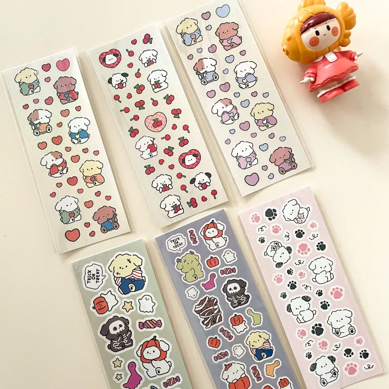 Cute Cartoon Dog Decorative Stickers DIY Scrapbooking Album Happy Plan Journal Hand Account Collage Diary Kawaii Stationery | Канцтовары