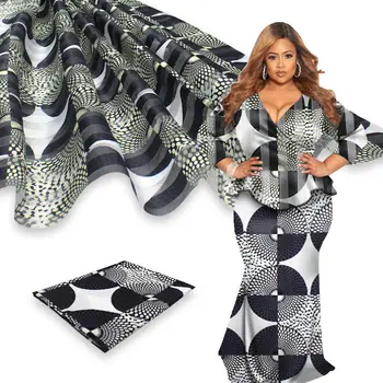 

Hot selling African fabric organza silk fabric with satin silk wax soft material for women dress 4+2yards