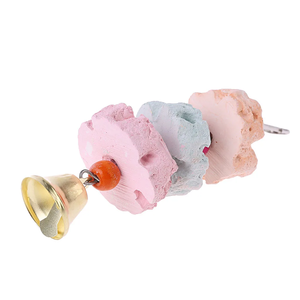 Parrot Teeth Chewing Beads With Bell Grinding Toys Birds Squirrel Calcium Stone