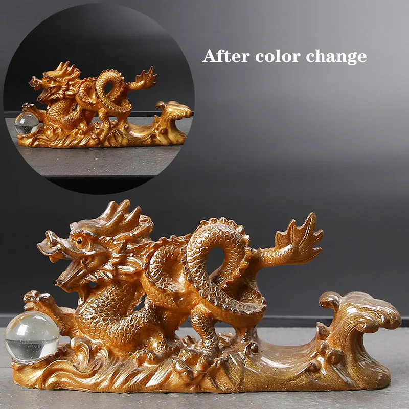 Resin Color Change Dragon Tea Pet Ornaments tea pet ornaments room decor statues Household Office Tea Pet Decoration Toy