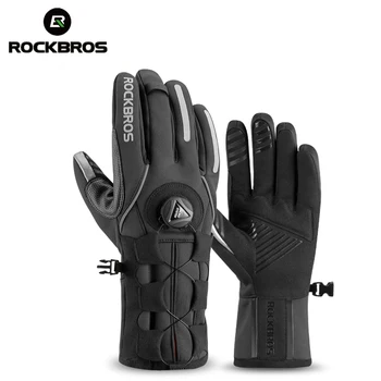 

ROCKBROS Adjusatble Cycling Gloves Reflective Screen Touch Warm MTB Bike Snowmobile Outdoor Waterproof Motorcycle Bicycle Gloves