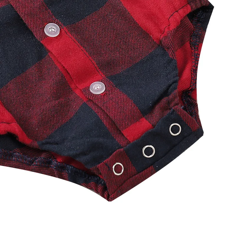 Baby Girls Boys Long Sleeve Plaid Print Rompers Autumn Infant Kids Bodysuit Jumpsuit Outfits