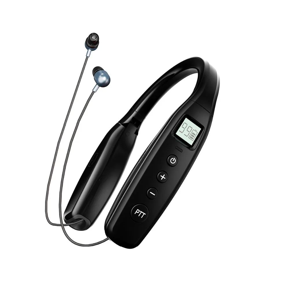 2PCS Abbree AR-669 UHF 400-470MHz 0.5W 99CH Neckband Walkie Talkie Bluetooth Headset Earphone for Two Way Radio and phone