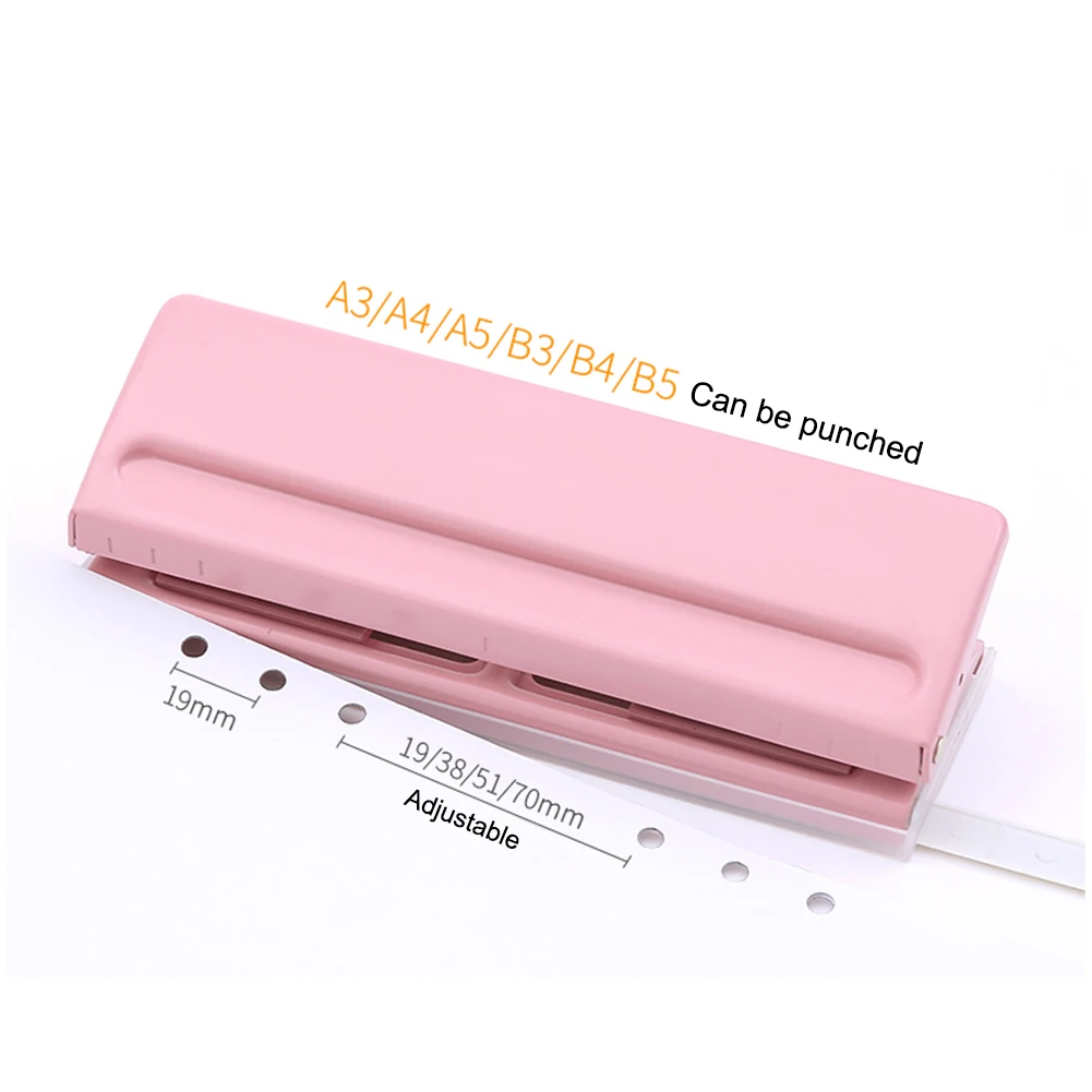 6 Hole Punch Loose-Leaf Standard Puncher Paper Adjustable Stapler Home ...