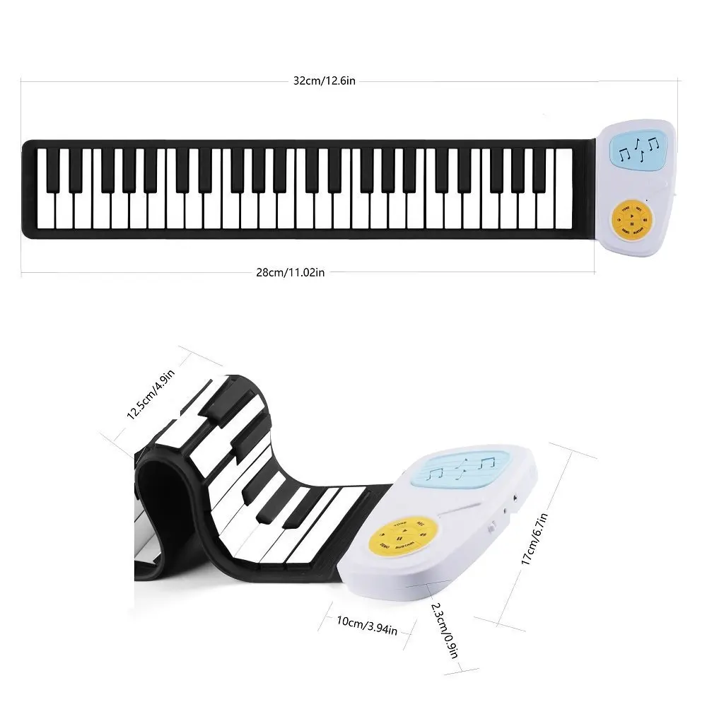 Особенности: рулонное пианино имеет 49 клавиш моделирования, 14 демонстрационных песен, 47 тембров, 128 ритмов и 346 аккордов, которые сделают вас f