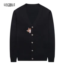 New Embroidery Men's Sweaters Autumn Winter Warm Cardigan Sweaters Man Casual Knitwear Sweatercoat Male