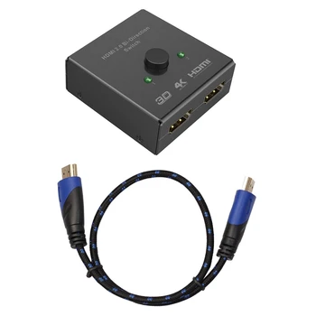 

1Pcs Gold-Plated Hdmi Cable Hd Video Cable o Cable Blue Black 0.5M & 1Pcs Hdmi Switcher 2 Ports Bi-Direction Manual Switch 2