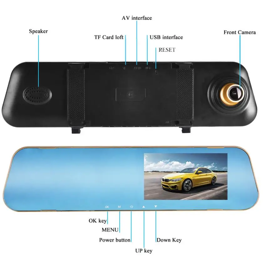 

4.3 Inch 1080P HD driving recorder dvr Car Rear View Mirror Dash cбmara para auto Video Recorder Camera Monitor Night Vision