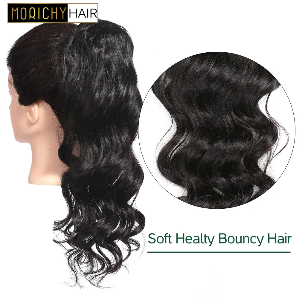 

Clip In Human Hair Extensions Brazilian Body Wave Ponytails Human Hair For Black Woman Natural Color Morichy Remy Hair