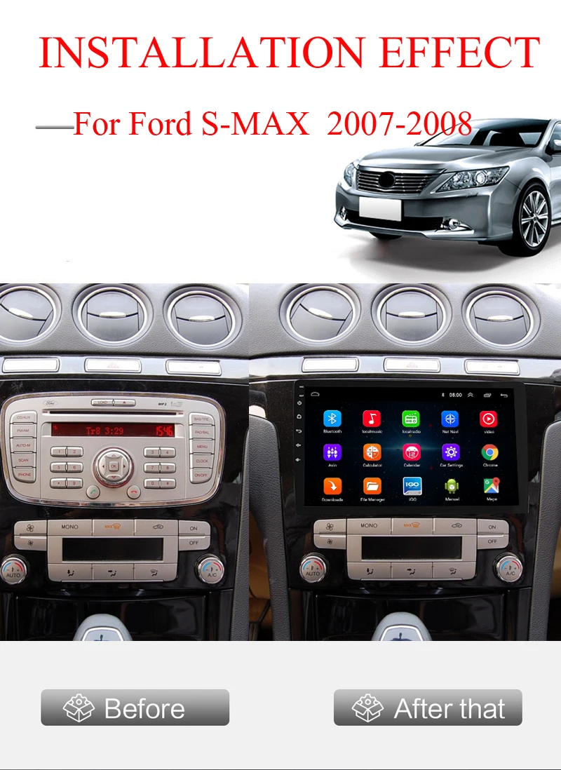 Android 8,1 автомобильный Радио мультимедийный dvd-плеер для Ford S-Max S Max 2007-2008 с автомобильным dvd gps плеером и поддержкой Bluetooth WiFi