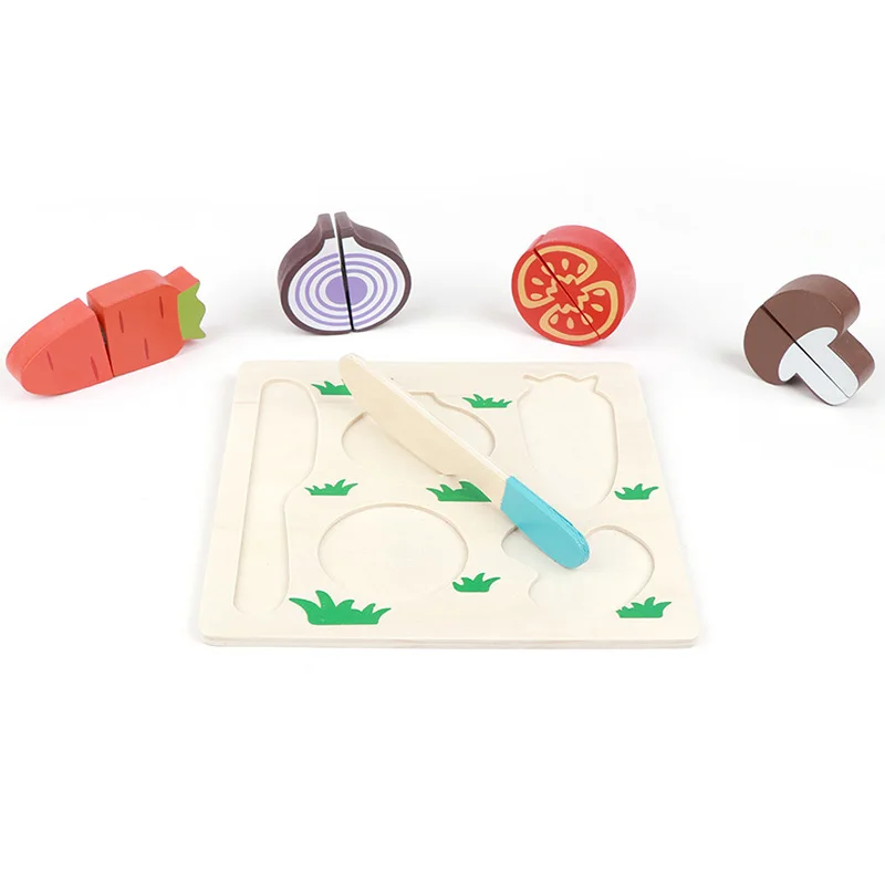 Wooden Toy Kitchen Cut Fruits Vegetables Dessert Kids Cooking Kitchen Toy Food Pretend Play Puzzle Educational Toys for Children