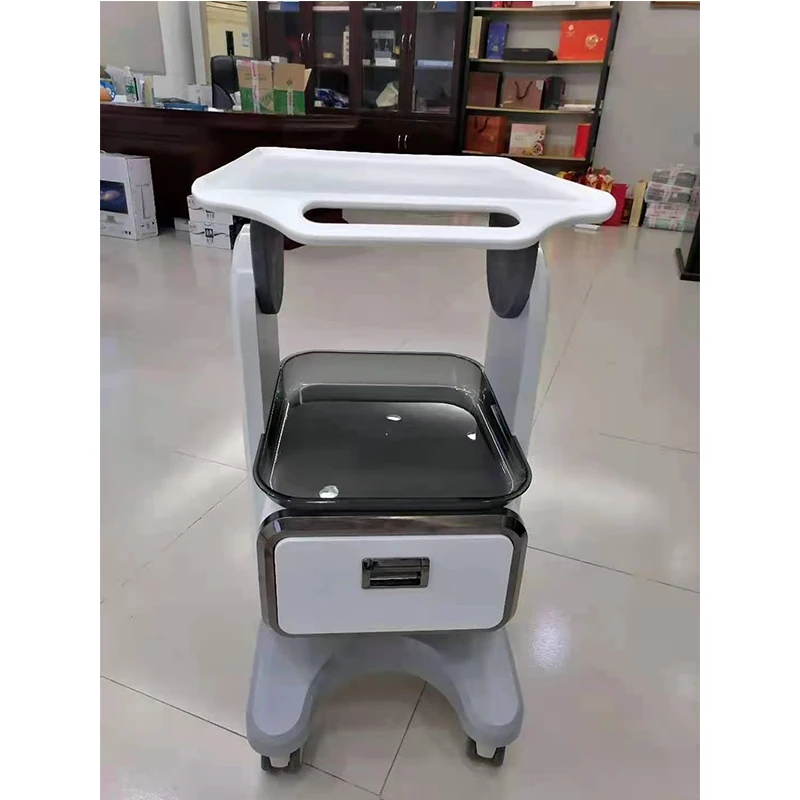 ABS The Double Drawer Aluminum Alloy Trolley Stand For Beauty Machine Assembled Trolley Cart SPA