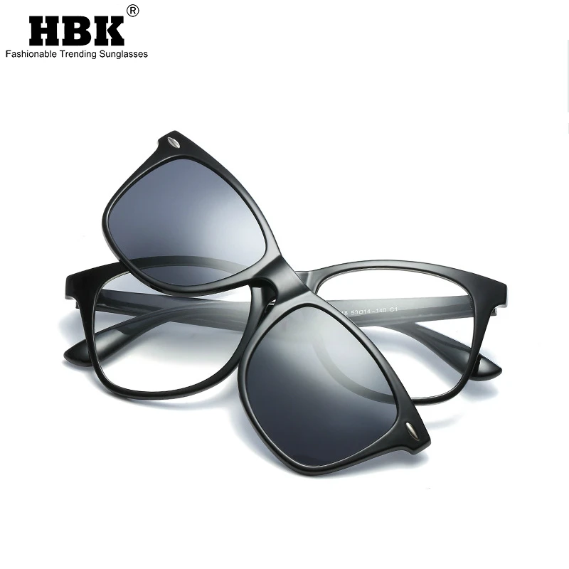 

HBK TR90 Clip on Polarized Sunglasses Men Magnetic Clips Eyeglasses Magnet Optical Myopia Glasses Frame UV Protection Goggles