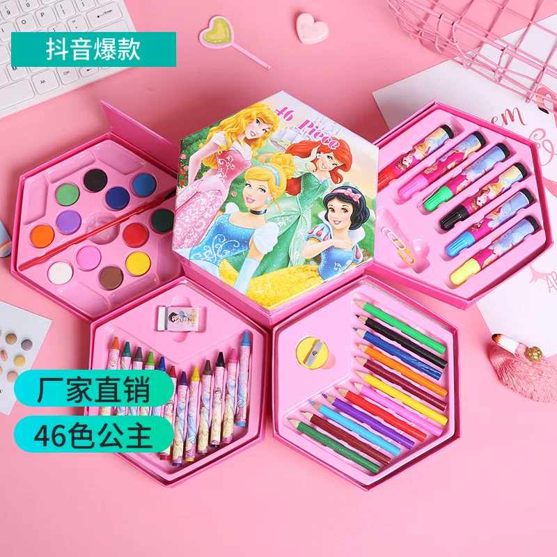 Disney Frozen Mickey Princess Children's Painting Set Watercolor Pen Combination Boys and Girls Birthday Gift School Supplies watercolor paint set watercolor pen set