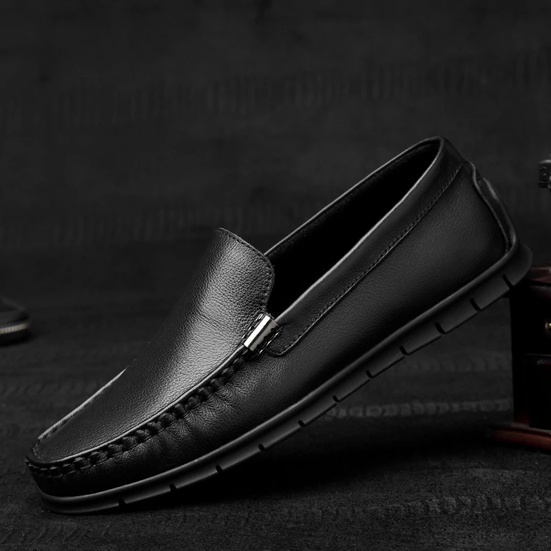 

Genuine Leather Loafers shoes Soft Business Men Casual Shoes slip on -British Style Flats Driving Shoes Handmade Casual Shoes a4
