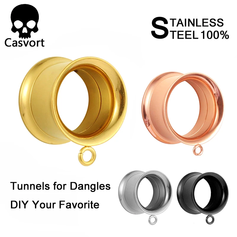 

Casvort 2PCS Stainless Steel Dangle Ear Plugs Body Piercing Screw Tunnels Stretchers Body Jewelry Earrings Expander For Gift