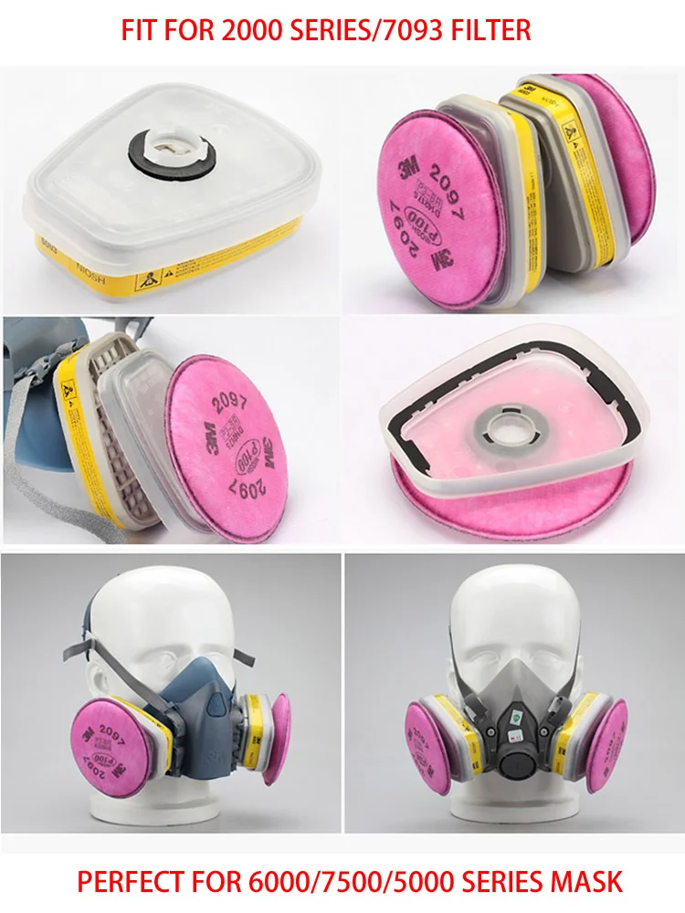 2pcs Respirator Accessory Face Mask Gas Mask Dust Mask Gas Respirator Face Respirator 502 Filter Adapter Attach 2000/7093 Filter To 6001 Cartridge For 7502/5000/6000 Dust Mask Chemical Respirator Accessories