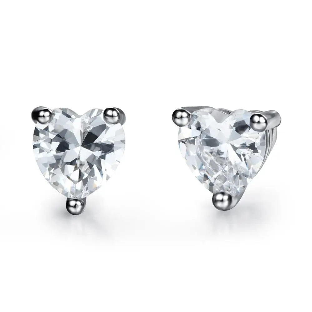 

CH-520 Silver Color CZ Crystal Earrings Heart Cubic Zircon Wedding Earring for Women Girls Gift Dropshipping Wholesale
