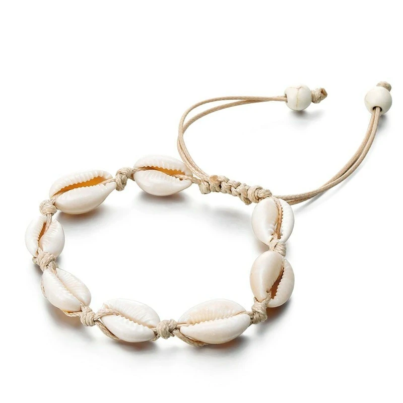 2 шт ножные браслеты для женщин Shell Foot Jewelry Летний пляж босиком браслет Лодыжка на ноге ремешок на лодыжке Богемные аксессуары-черный и
