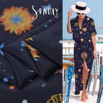 

100cm*135cm Stars Design Fabric CDC Natural Silk Crepe Material For Dress