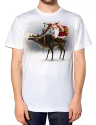 Хипстер олень футболка Новинка Праздничная футболка Рождество Мужская Борода банды Санта