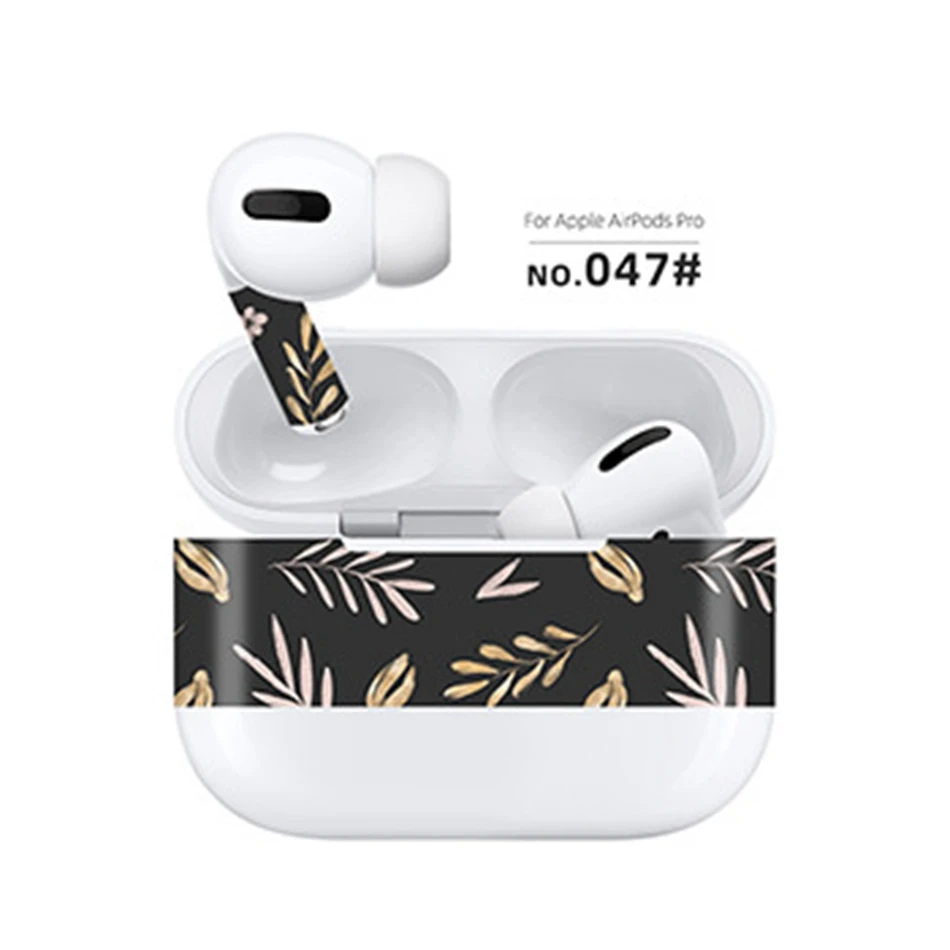 Для AirPods Pro модная наклейка с цветами и листьями авокадо для AirPods 3 шкуры Съемная клейкая декоративная наклейка пленка на голову - Цвет: 047