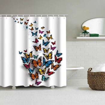 

Dancing Butterfly Shower Curtain Simple Nordic Printing Waterproof Bathroom Partition Curtain Curtain Hanging Curtain