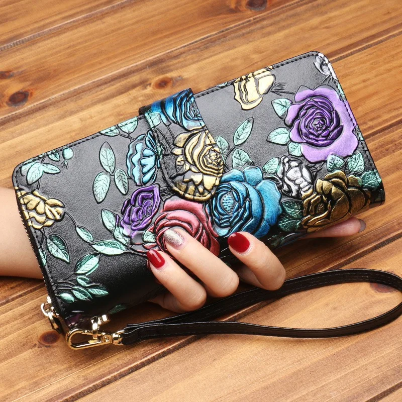 Skup Skórzana klamra damski portfel portfel skórzany portfel sprzęgła portfel o dużej pojemności sprzęgła