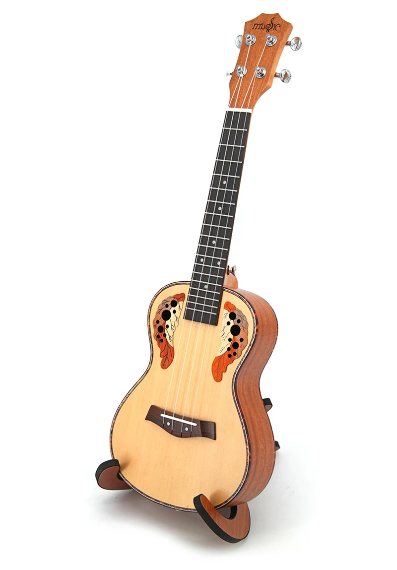 

SevenAngel 23 inch Concert Ukulele Ingrid Spruce Grape Style Sound Hole 4 Stings Mini Guitar Acoustic Electric Ukelele Pickup EQ