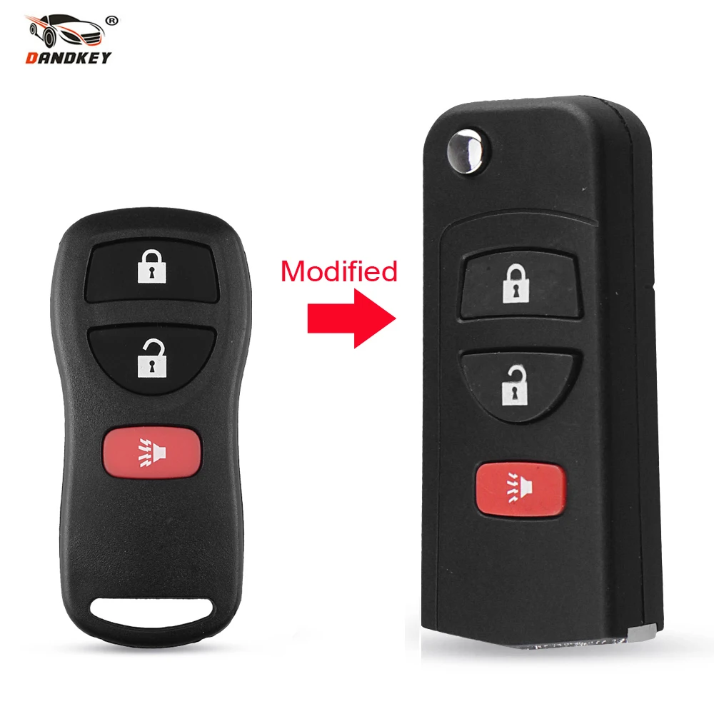 Dandkey Modified 3 Buttons Remote Car Key Shell Case Fob For Nissan Infiniti Frontier Muranon Xterra TITAN PATHFINDER 2002-2008 |