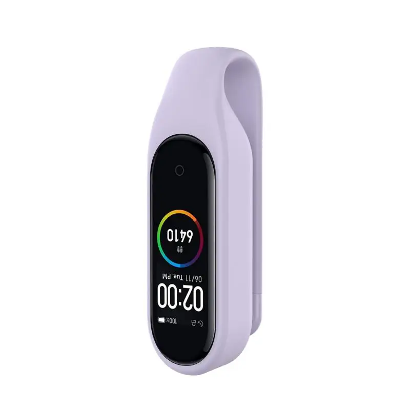 Purple Сменный ремешок с металлическим зажимом для Xiaomi Mi Band 3 4 Smart Watch Bracelet портативный водонепроницаемый защитный чехол - Color: Purple
