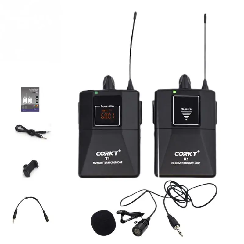 

Phones Lapel Mic Portable Transmitter Mini Wireless Microphone System Receiver DSLR Camera Youtube Video Recording Professional