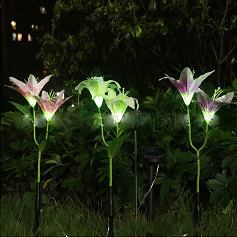 Solar do Jardim Lâmpada ao ar Flor Gramado Multicolorido Combinação Led Decoração Jardim Brilho no Escuro Livre Luz 6 flor multicolorido combinação led decoração jardim luz