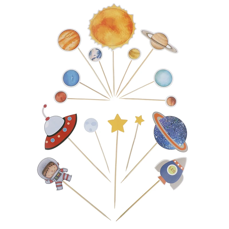 Космическое пространство галактика/Солнечная система вечерние космонавты и ракеты корабль тема фольги Воздушные шары Торт Топперы Мальчик день рождения поставки