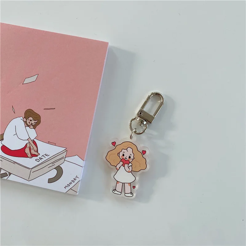 LLavero de acrílico con forma de conejo y oso para mujer, llavero con colgante de Animal, bolsa de flores de Japón, regalo de joyería