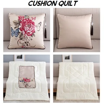 

Chinese classical multi-functional embroidered satin pillow by office cushion by simple car folding Travel use small quilt