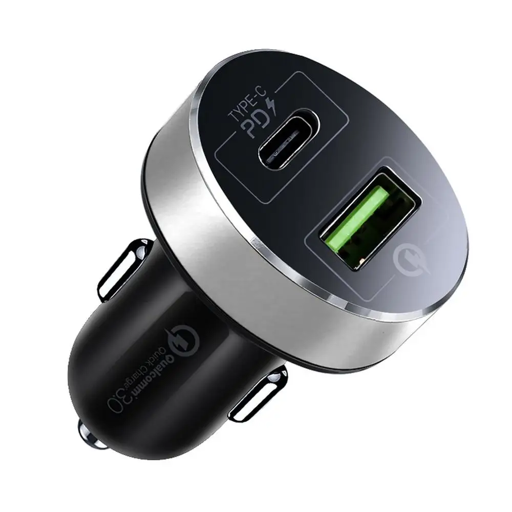 Серебристый Быстрая зарядка 3,0 USB Автомобильное зарядное устройство для Xiaomi huawei супер зарядка QC 3,0 быстрая PD USB C автомобильное зарядное устройство для телефона - Цвет: Серебристый
