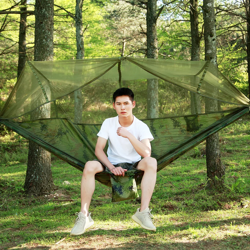 Portable Parachute Camping Hammock with Mosquito Net for Backyard Backpacking