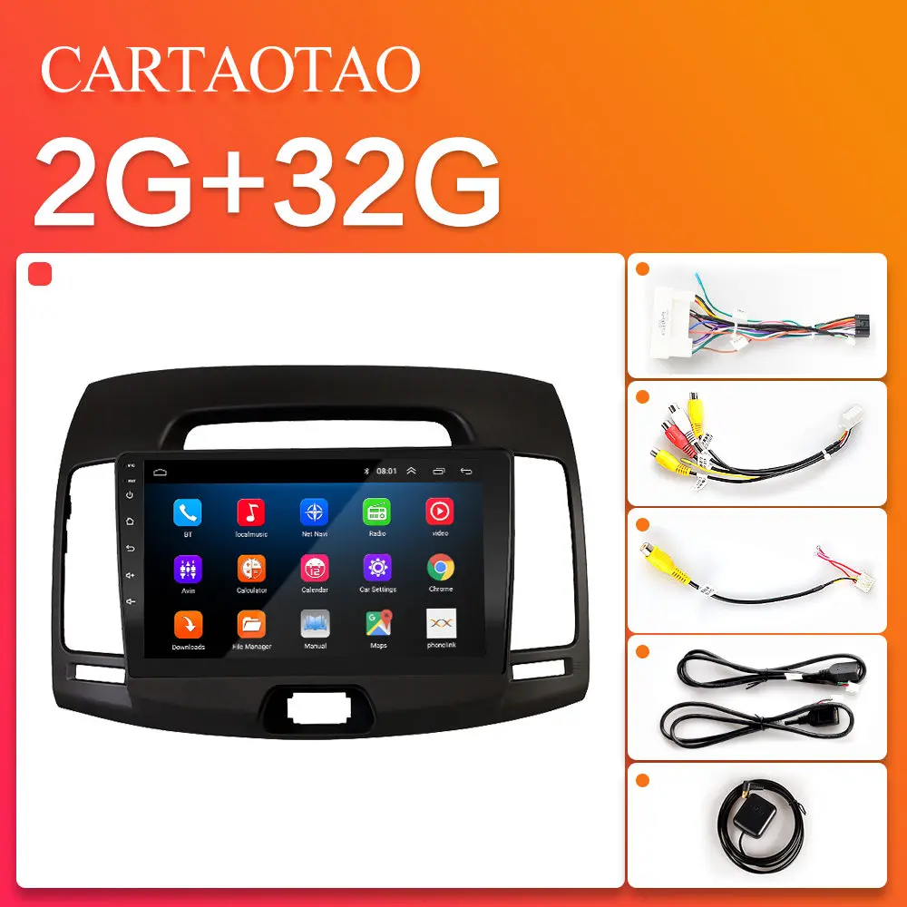 CARTAOTAO 2 din для hyundai Elantra 2.5D HD 2006-2012 автомобильный Радио Мультимедиа Видео плеер навигация gps Android 8,1 Зеркало Ссылка - Цвет: H-Elantra-ZS-2G-2008