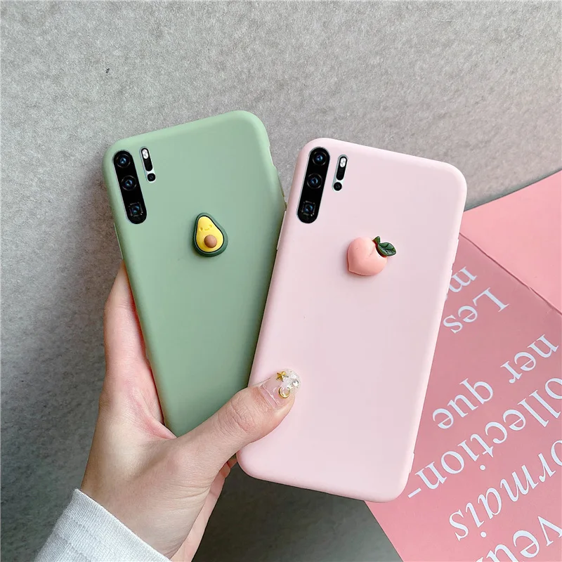 3D Fruit Peach Grape Silicone Cases For Huawei P8 P9 P10 P20 P30 Lite Plus Pro 2017 P Smart Z 2019 Cover Case