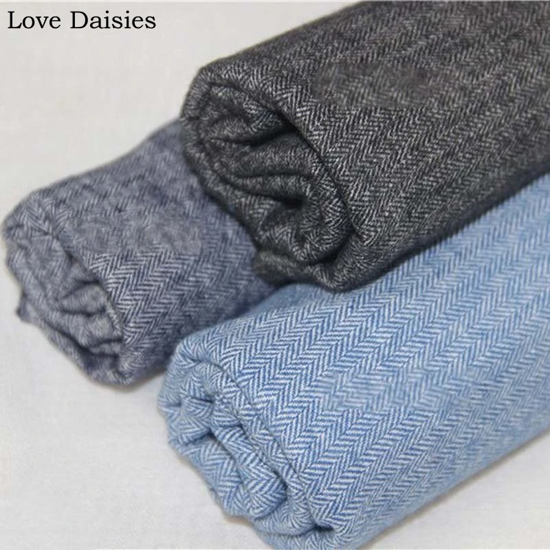 Хлопок пряжа окрашенная песком елочка темно-черный Конопляный серый синий уютная мягкая ткань для демисезонная Одежда Платье рубашка ручная работа