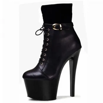 

BBZAI New pattern Fashion boots women shoes sexy fashion Women's Boots 17cm Round Toe Waterproof 7CM boots Thin Heel 35-45 46