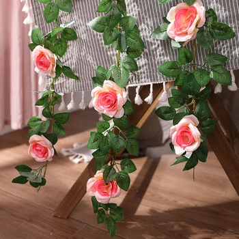

Luyue Simulation Rose Flower Rattan Fake flower Vine Home Decoration Room Plastic Wedding Artificial Rose Flower Vine