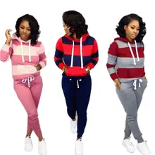 Winter Women's set Tracksuit Full Sleeve Hoodied Sweatshirt Pockets casual Pants Suit Two Piece Set Outfits sweatsuit