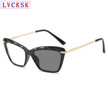 Готовые женские фотохромные Близорукие Солнцезащитные очки модные квадратные негабаритные рамки близорукие очки для близоруких-100~-600 N5
