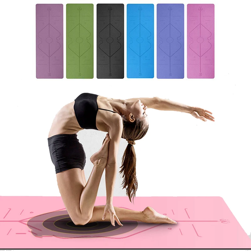 

1830*610mm TPE Yoga Mat with Position Line Non Slip Fitness Pilates Exercise Gymnastics Mats For Beginner Environmental Carpet